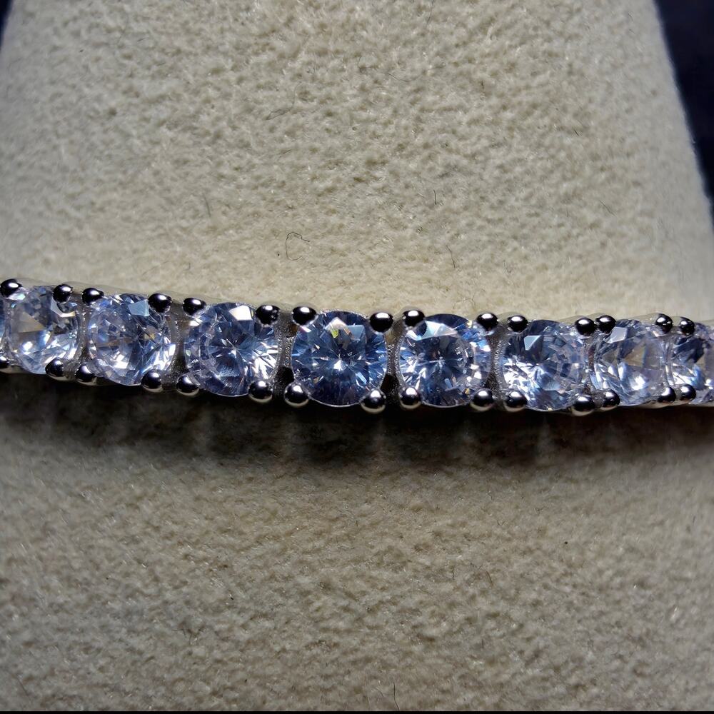 925 Sterling Silver 3.4mm CZ Tennis Bracelet - 7 Inches w/Box Lock - Picture 2 of 10